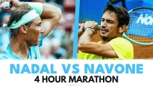 خلاصه بازی تنیس نادال و ناوونه | پیروزی نادال در ماراتن 4 ساعته تنیس باستاد